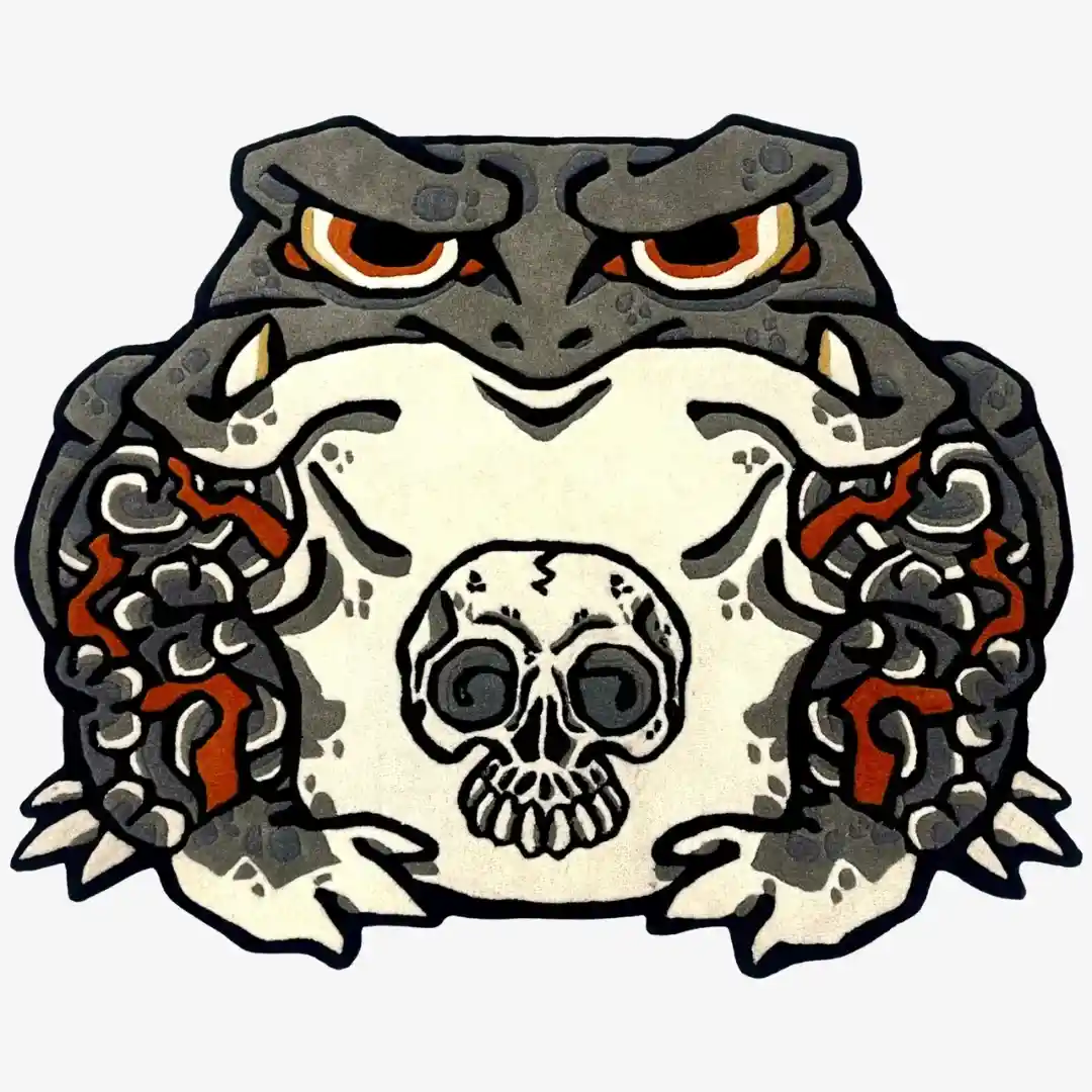 Kaeru No Senshi Rug – Samurai Frog Tattoo Rug with Japanese Irezumi Art, Soft & Fade-Resistant, Perfect for Unique Home Decor