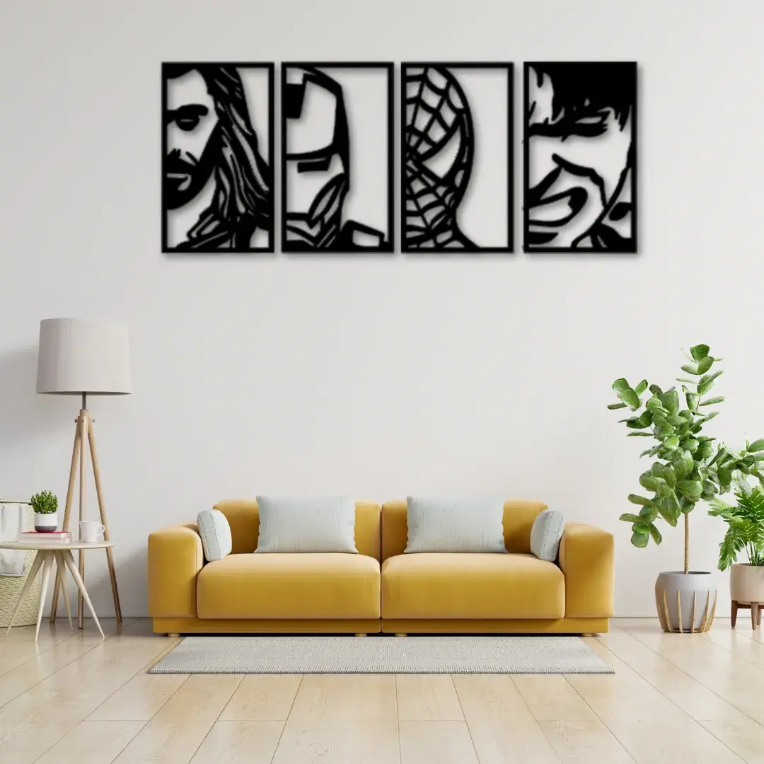 Avengers Face Portraits LED Metal Wall Decor