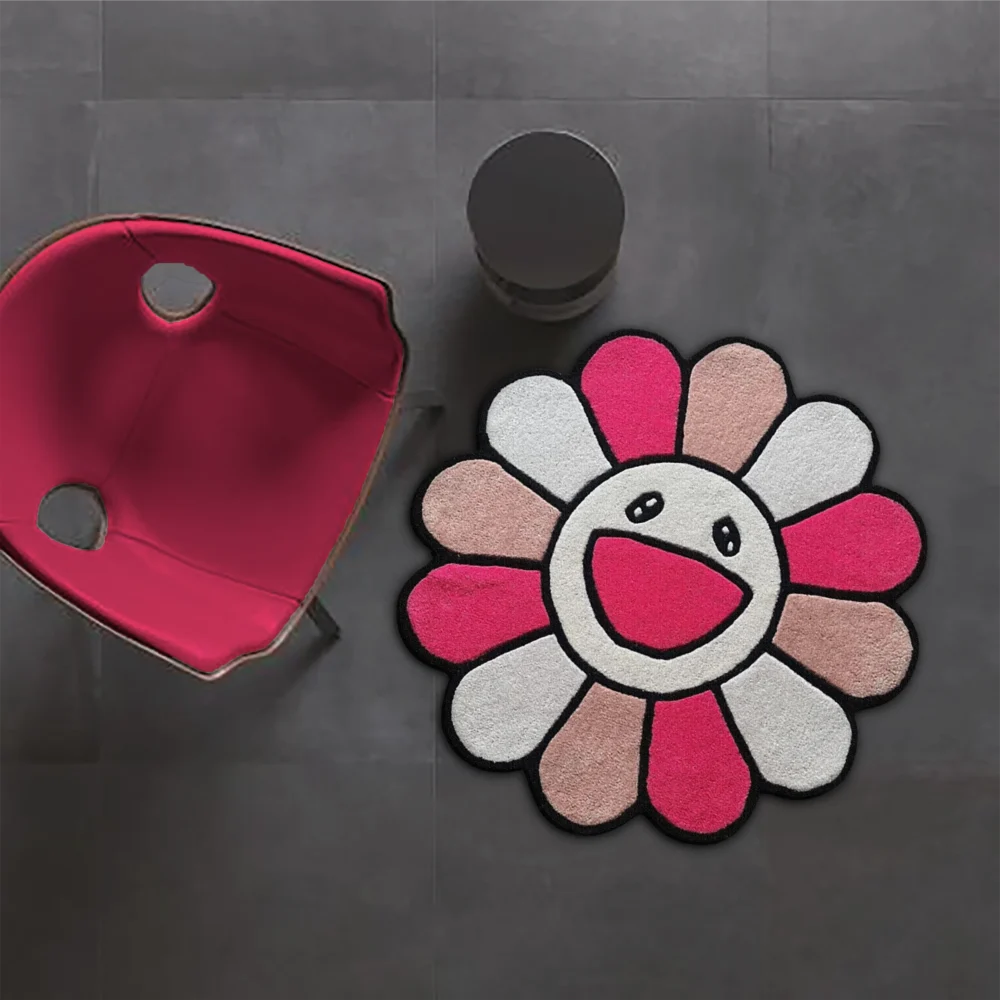 Takashi Murakami Pink Flower Wool Rug