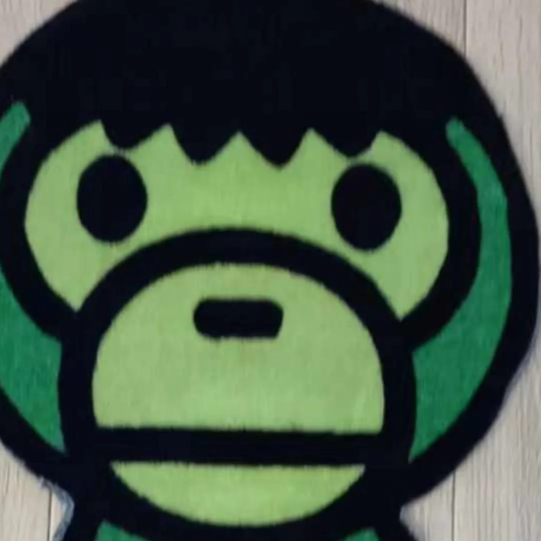 Hulk Monkey Ape Rug in urban-style bedroom with wood flooring