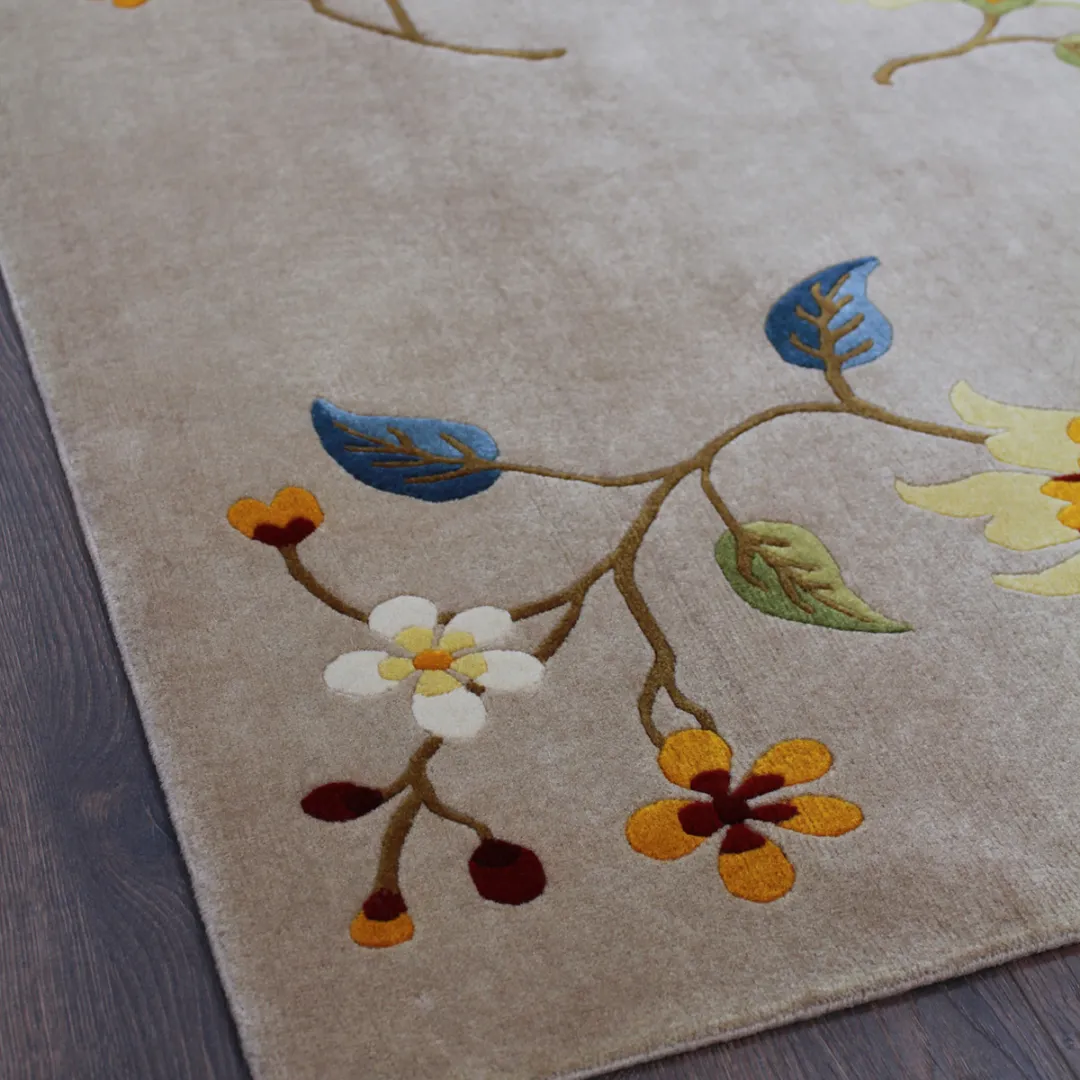 Beige Floral - Hand Tufted Rug