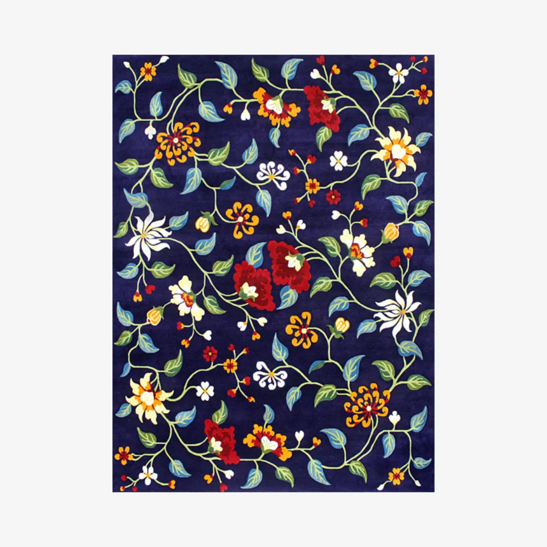 Blue Floral - Hand Tufted Rug