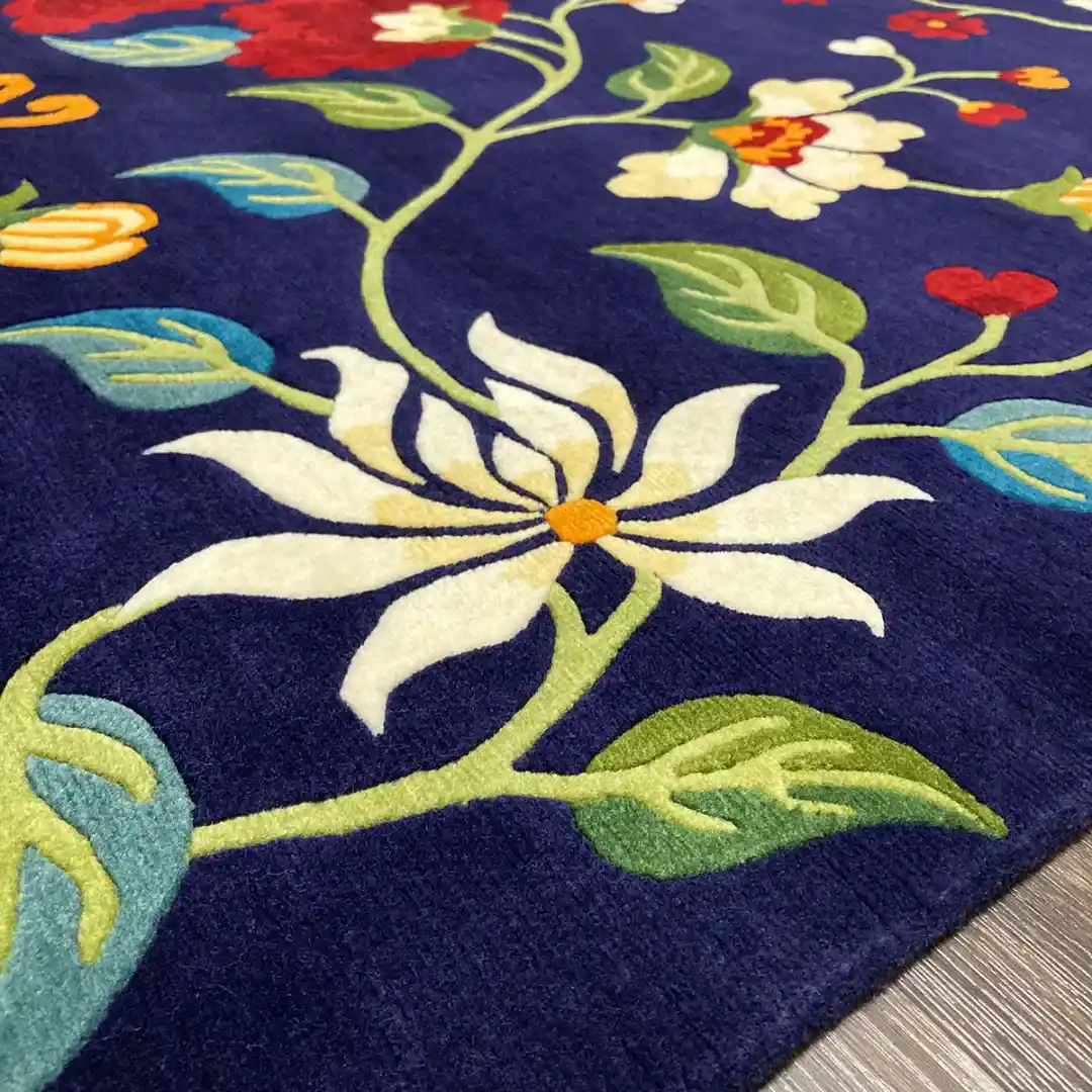 Blue Floral - Hand Tufted Rug