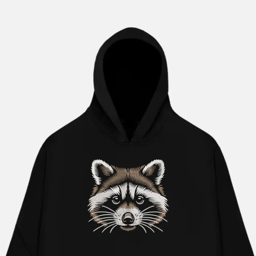 Cute Raccoon Embroidered Hoodie