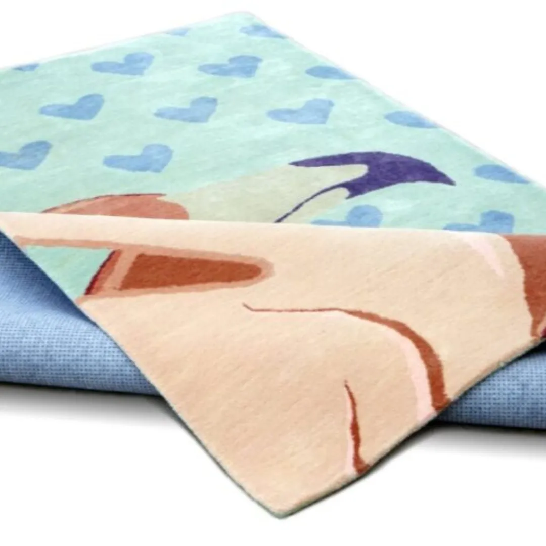 lovebirds blue hand tufted designer rug