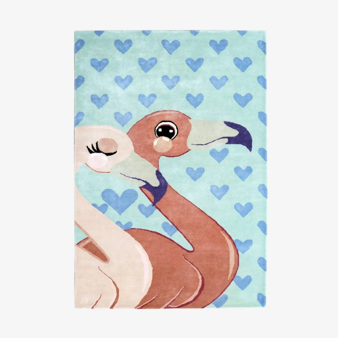 lovebirds blue hand tufted designer rug