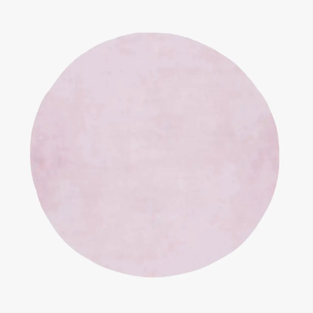 solid pink round hand tufted rug