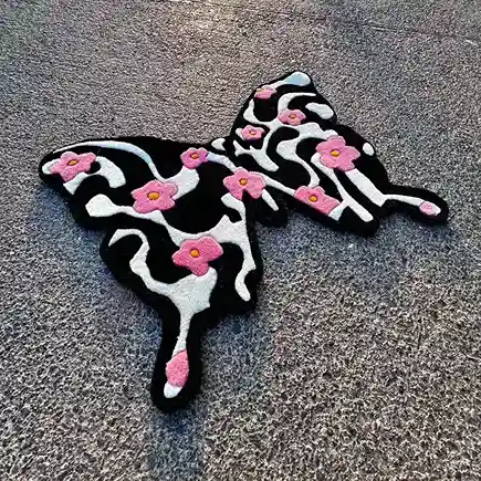 White Butterfly Custom Rug