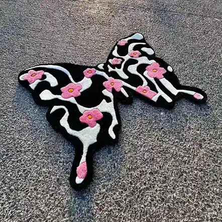 White Butterfly Custom Rug