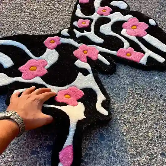 White Butterfly Custom Rug