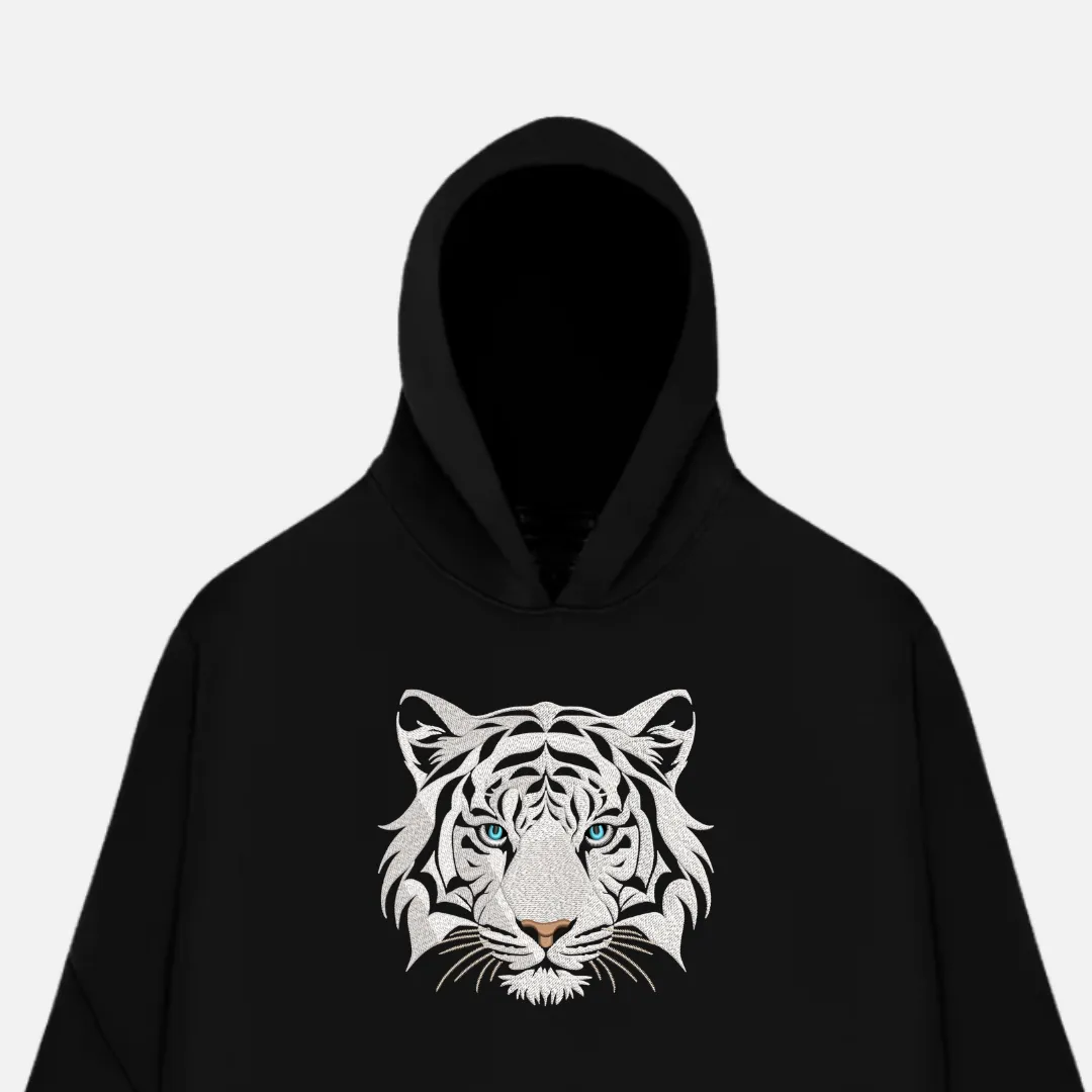 White Tiger Embroidered Hoodie