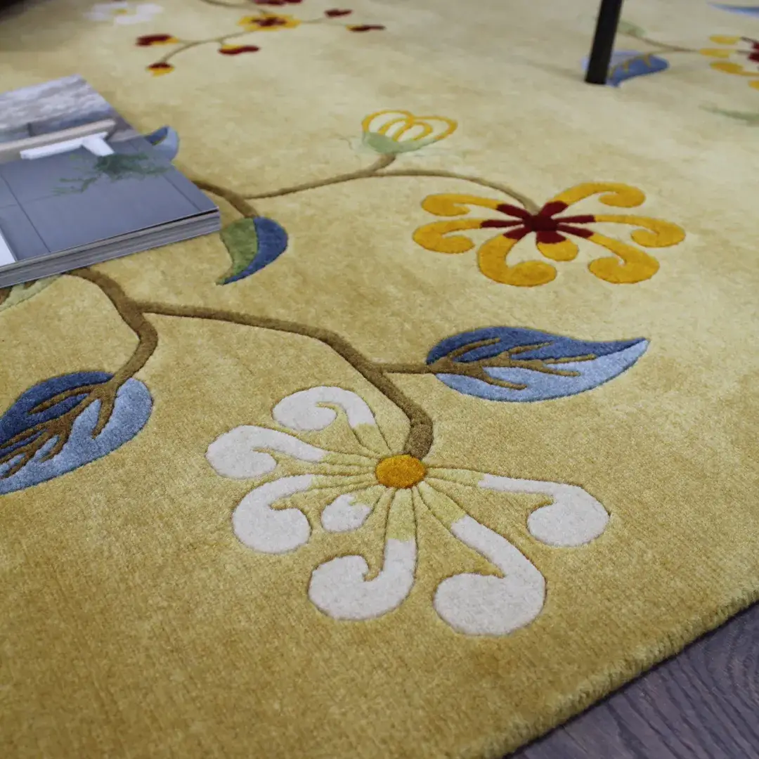 Yellow Floral - Hand Tufted Rug