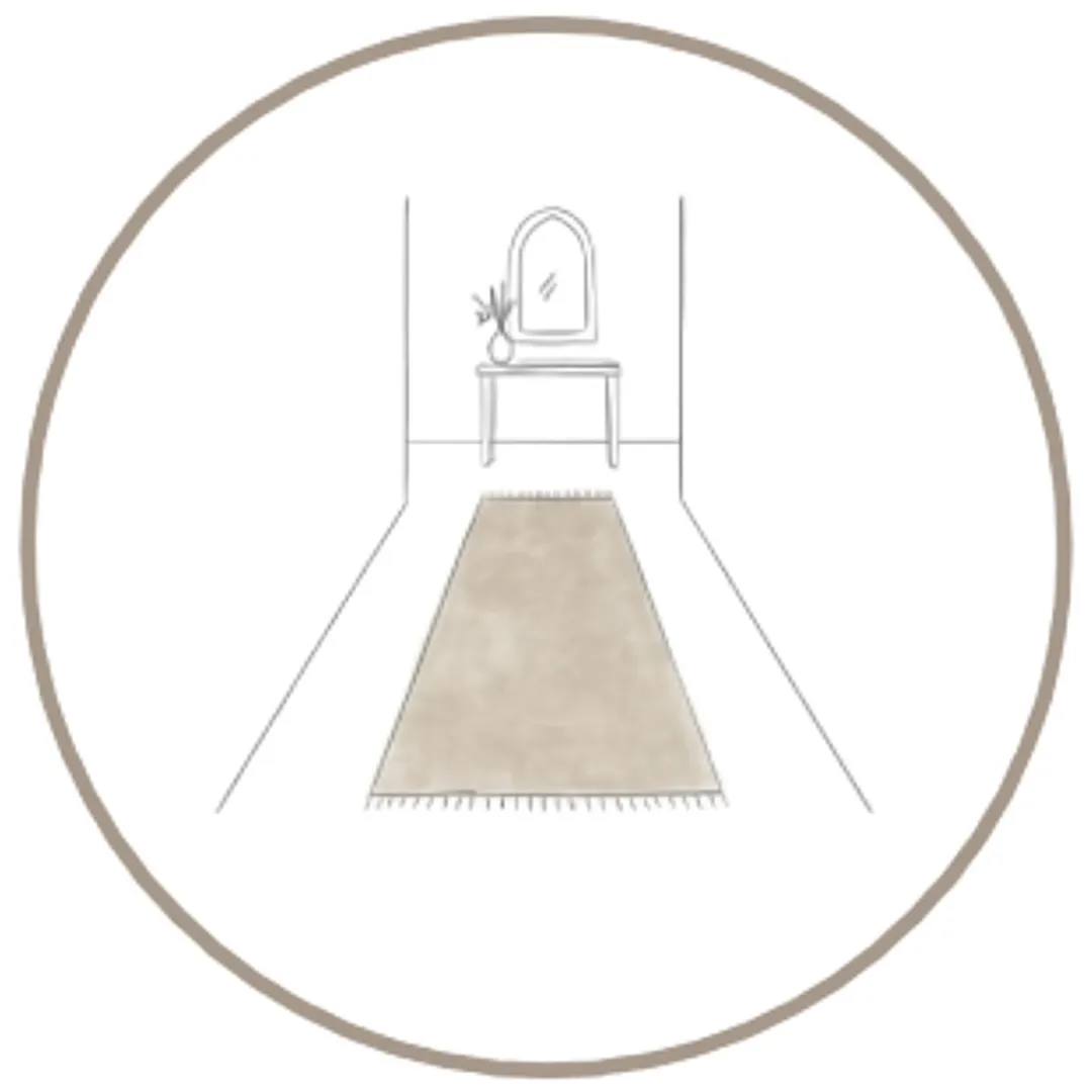 Long narrow runner rug styled in a modern hallway – explore hallway rugs collection at Sneagear