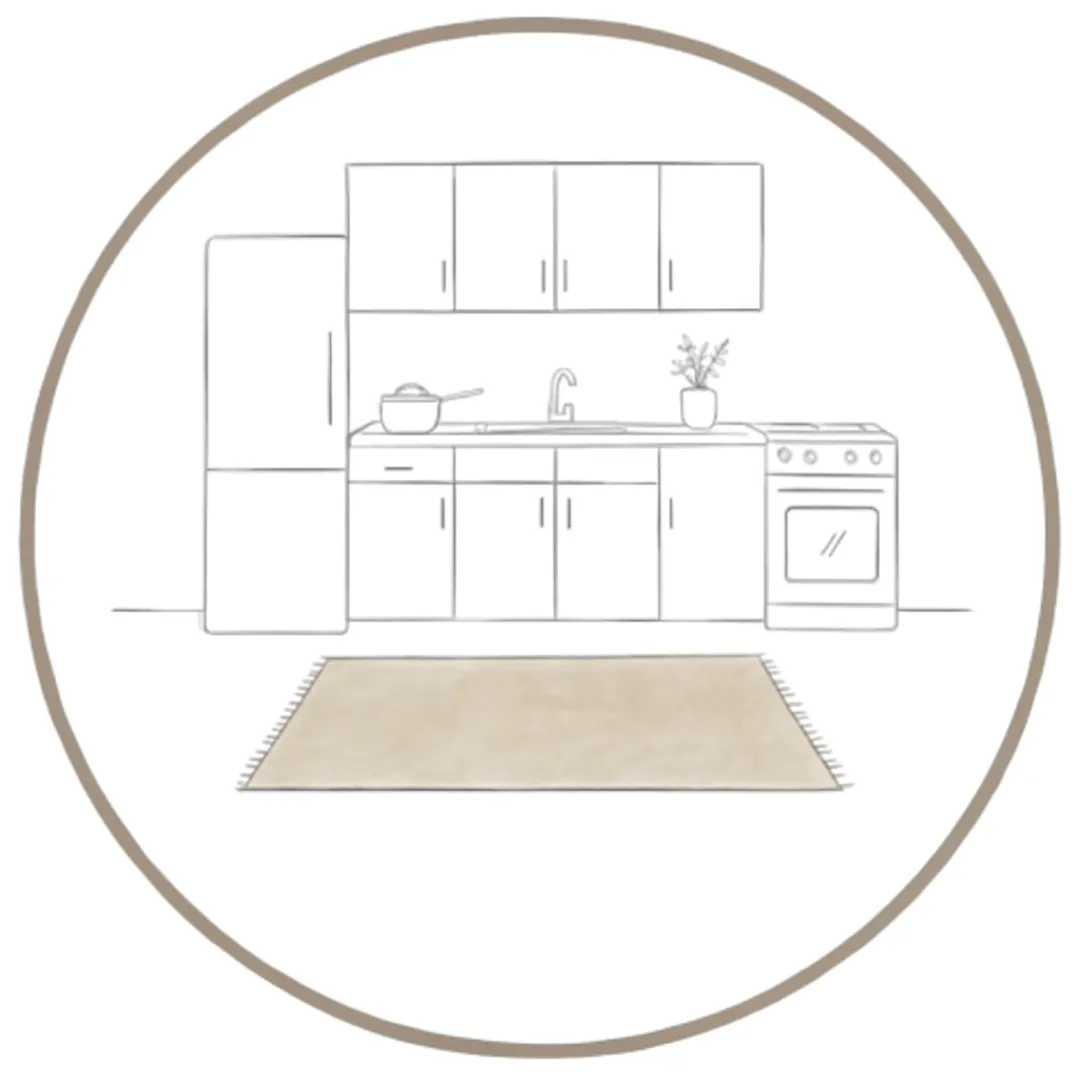 Durable kitchen runner rug placed along cabinets – shop kitchen runner rugs at Sneagear