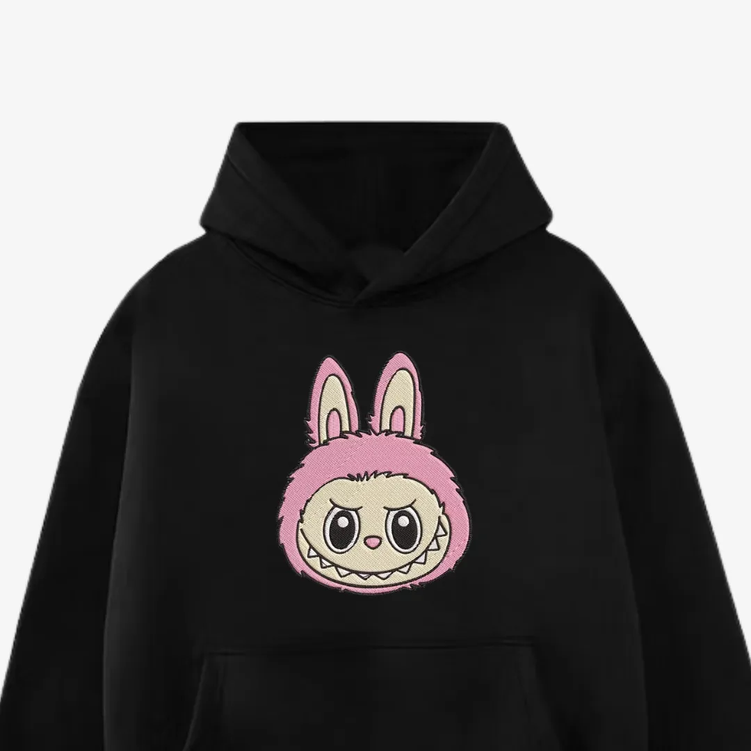 Labubu Face Embroidered Hoodie