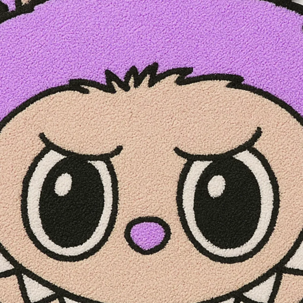 Detail of stitched eyes and lavender texture