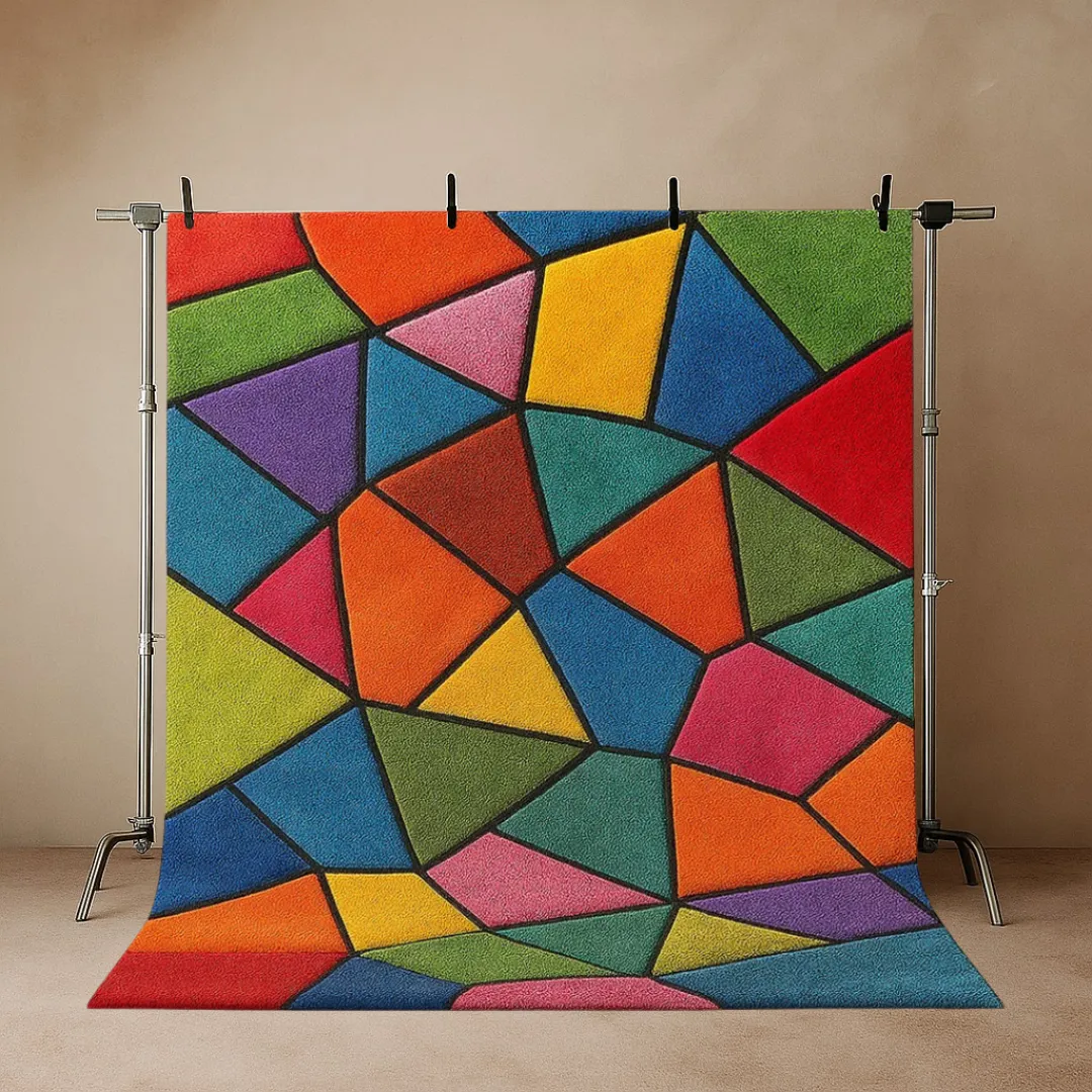 Vibrant multi-color rug with artistic design – explore colorful rugs at Sneagear
