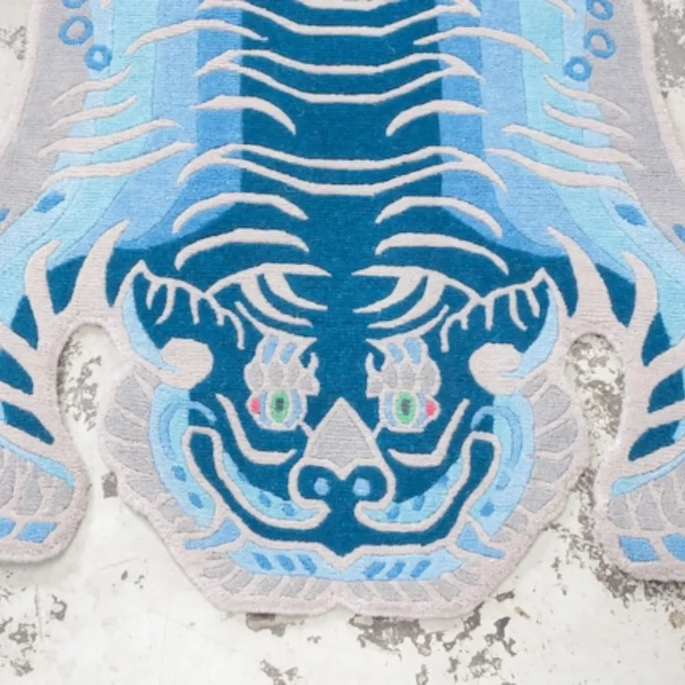 Blue Tibetan-style meditation rug