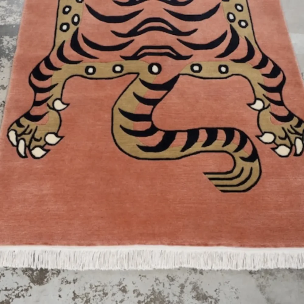Orange Tiger Meditation Rug. Designed to ground your space and uplift your spirit, this rug blends fierce tiger symbolism with a warm orange hue—perfect for both focused meditation and standout decor