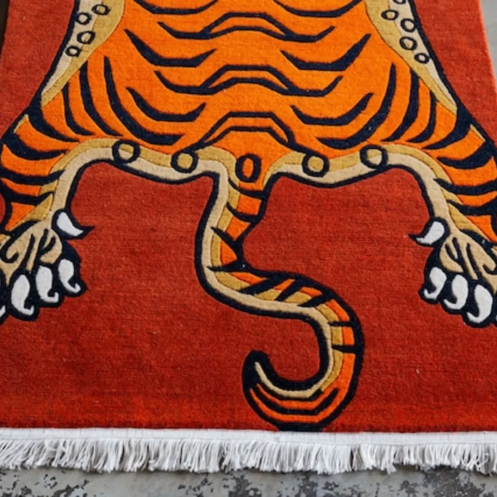 Red Tibetan Tiger Rug – Bold Hand-Tufted Accent