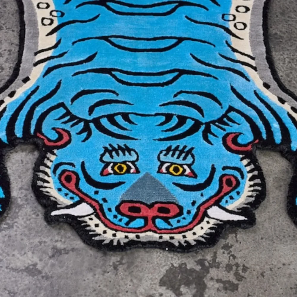 Sky blue tiger rug for zen and creative interiors