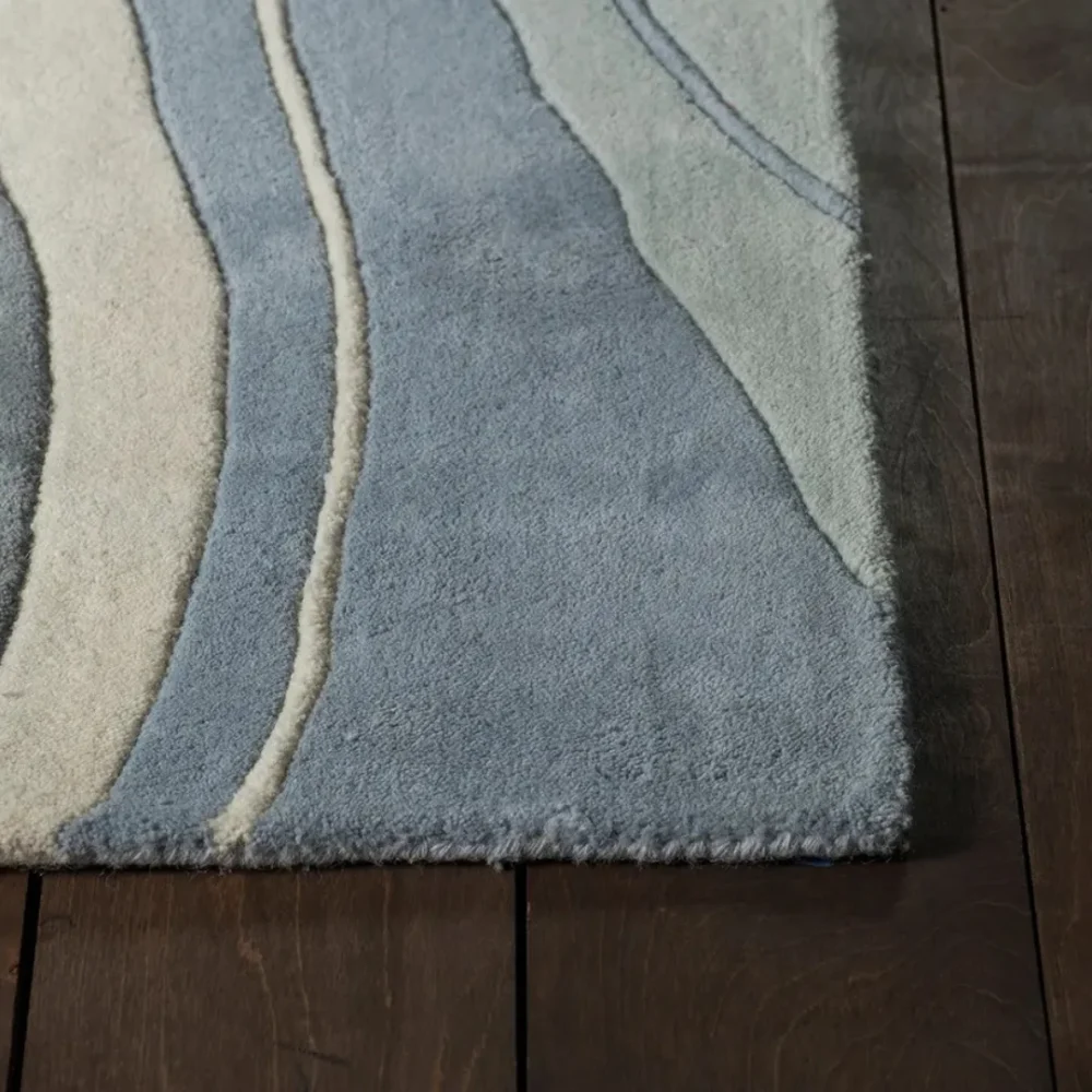 Contemporary wool rug with calming abstract design