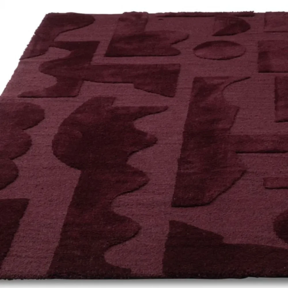 Maroon Vip Rug Abstract Forms Maroon Area Rug – Bold Geometric Design