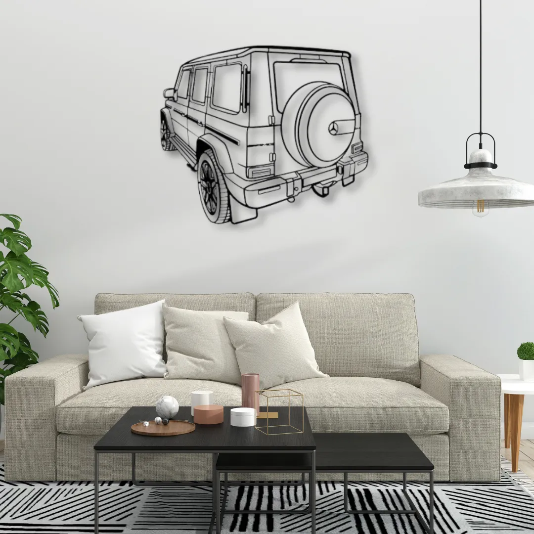 Luxury car metal art of the iconic Mercedes-Benz G-Wagon.