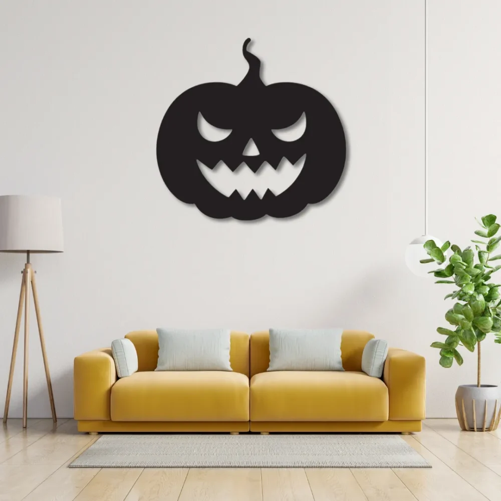 Scary jack-o’-lantern Halloween metal wall art