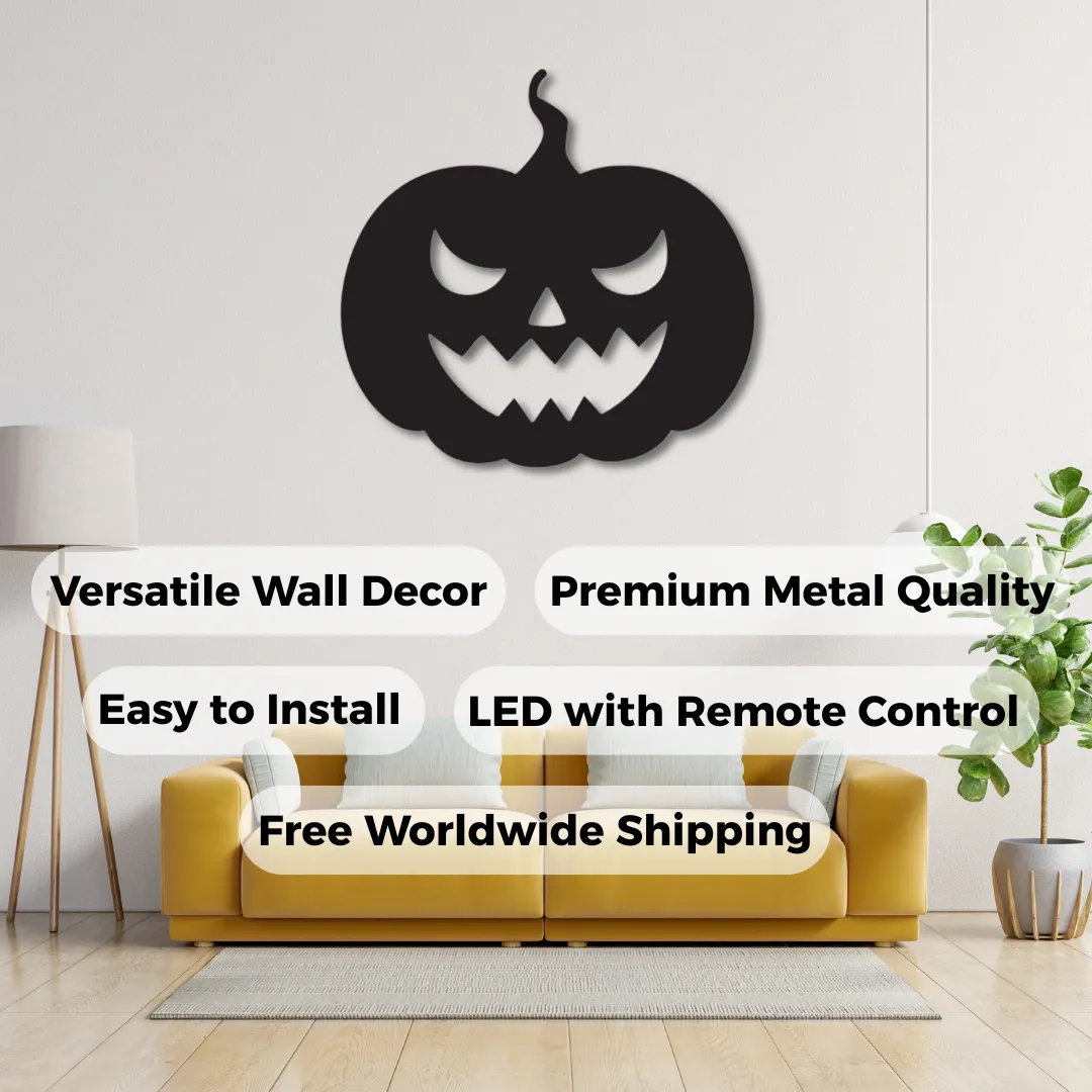 Pumpkin Fright Creepy jack-o’-lantern wall art for haunted