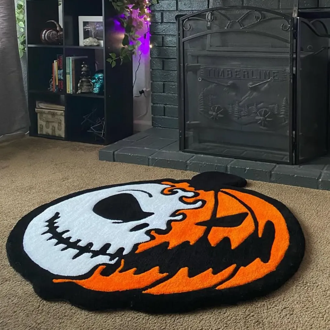 Pumpkin Skull rug perfect for Halloween decorations