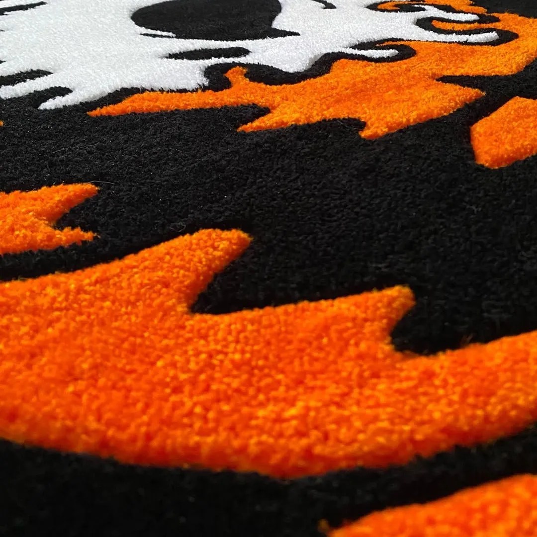 Skull and pumpkin Halloween rug for home decor