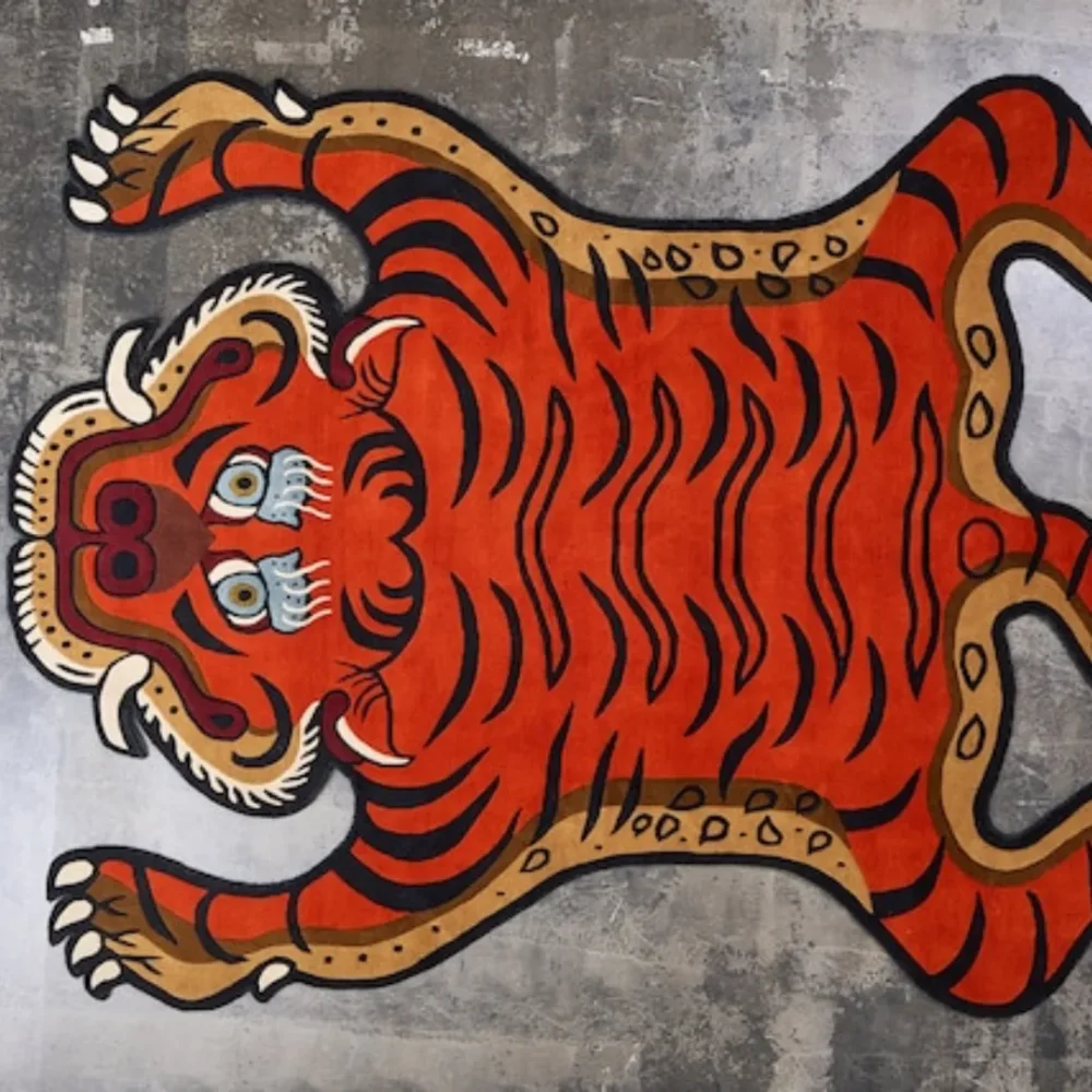 Fierce Bengal Tiger wool rug bringing wild elegance to any space