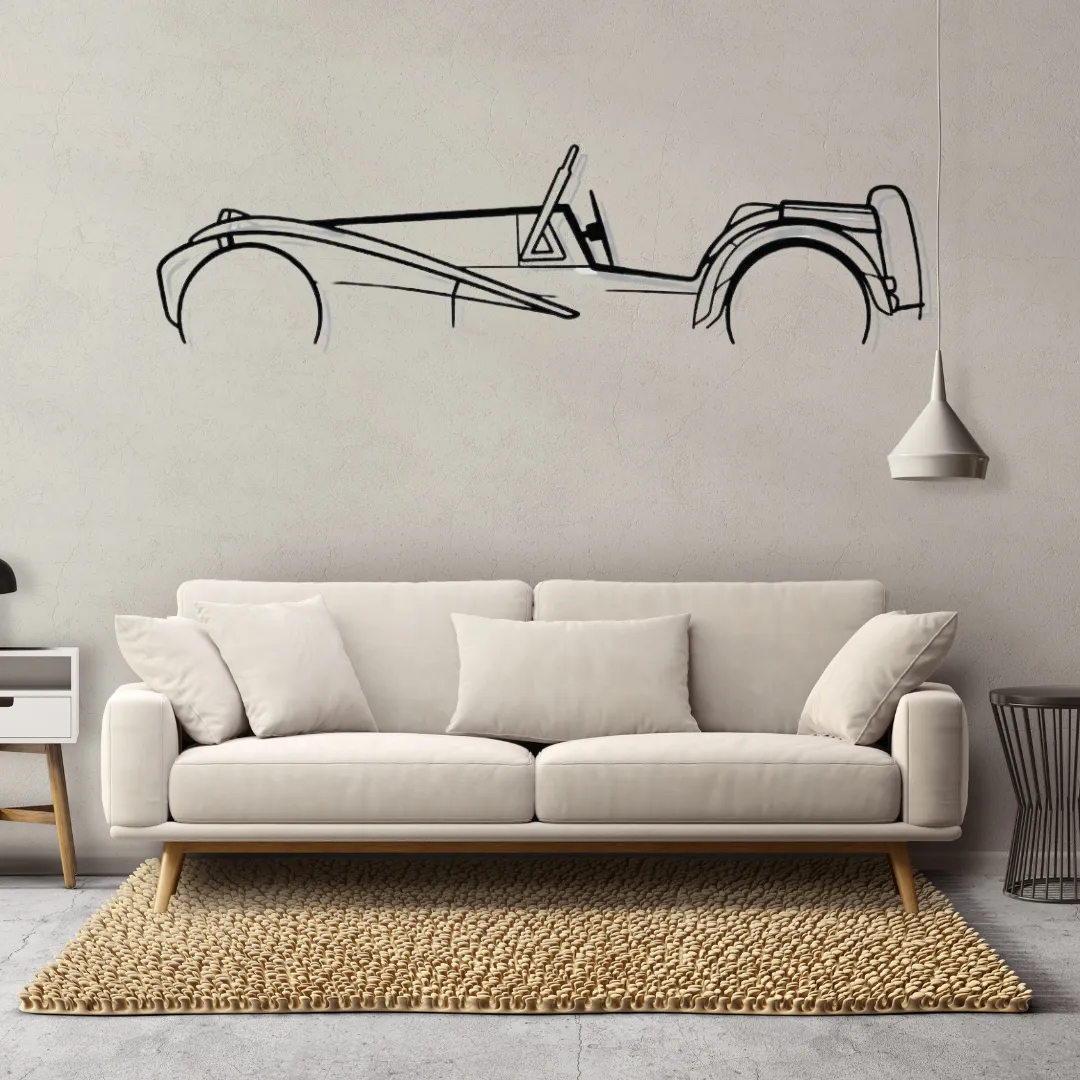 Vintage Roadster Silhouettes Minimalist convertible car design metal wall art for modern living room