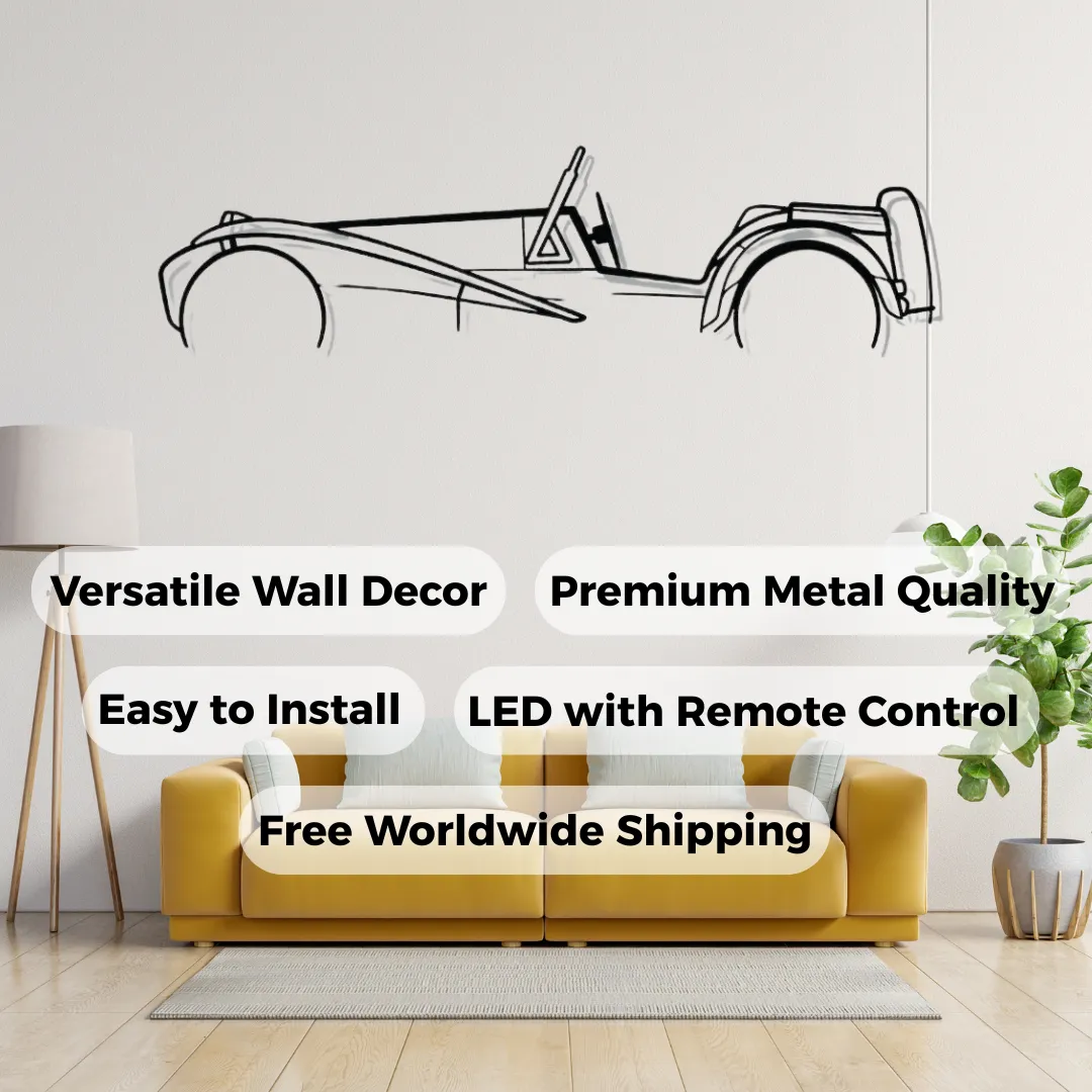 Vintage Roadster Wall Decor Automotive inspired line drawing metal wall decor with yellow couch