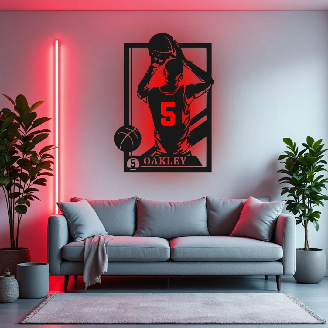 NBA-inspired basketball shooting wall décor personalized