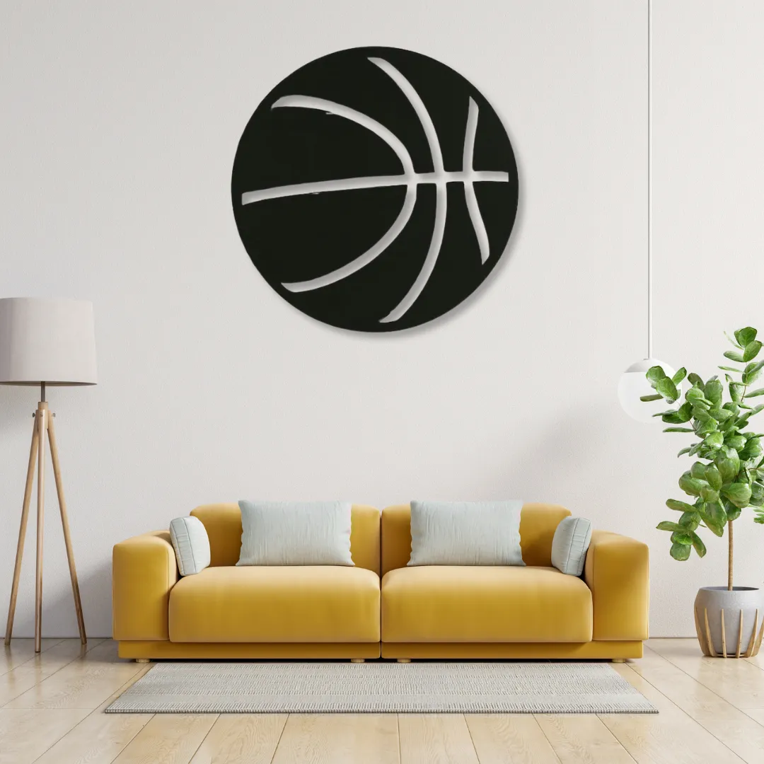 Basketball metal wall art inspired by NBA round design