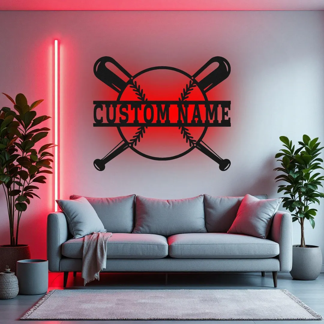 MLB-inspired baseball bat and ball wall art