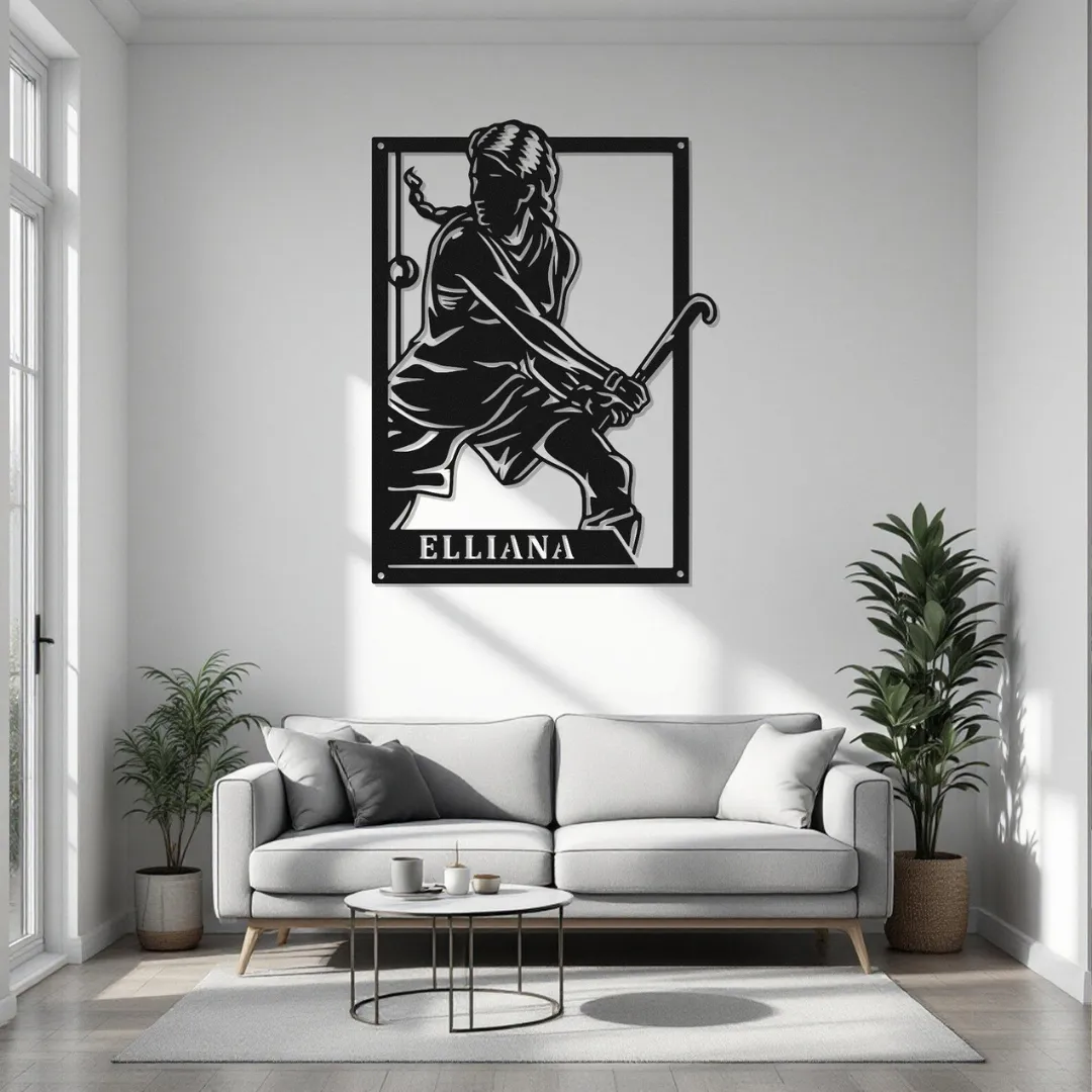 Field Hockey Silhouette Field hockey metal wall art with custom name plate