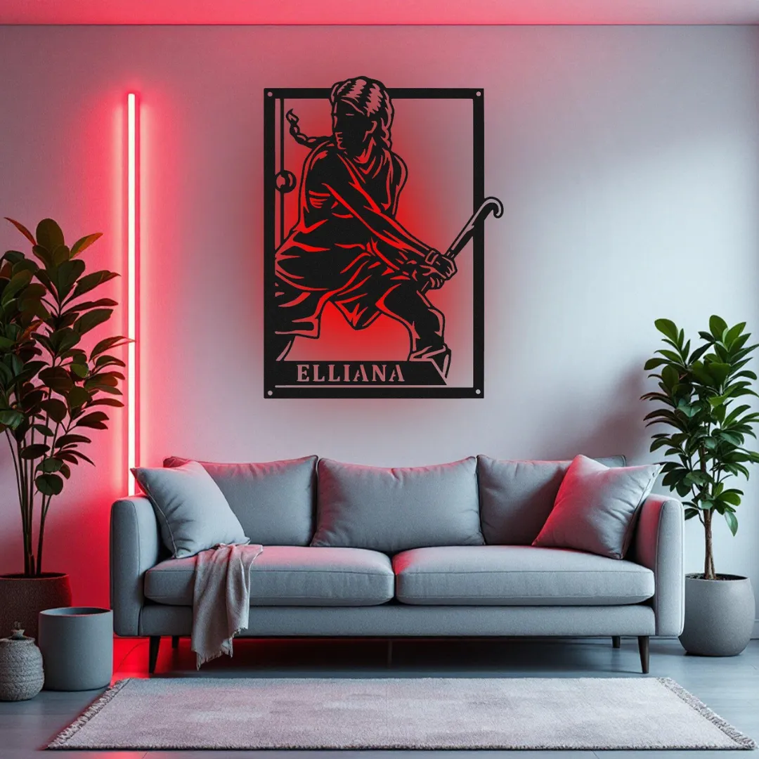Field Hockey Silhouettes Personalized field hockey player wall décor LED and non-LED