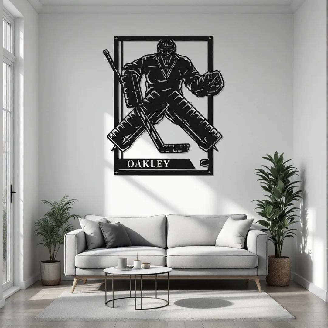Personalized hockey goalie wall décor LED and non-LED