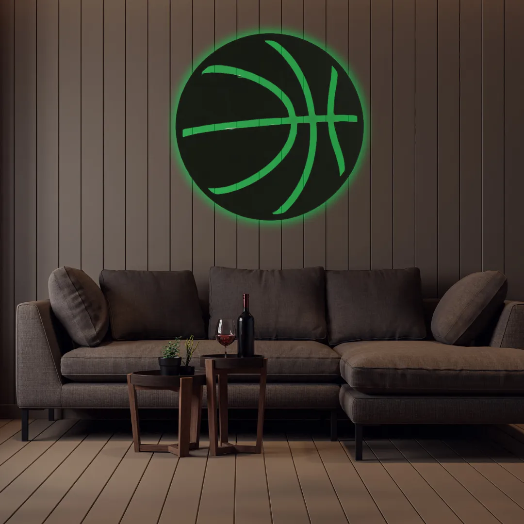 Laser cut basketball silhouette wall art circular design