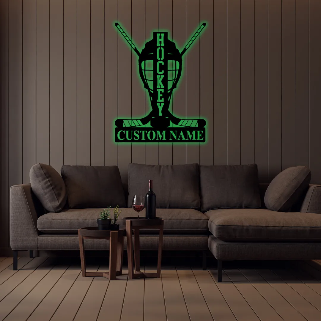 Custom hockey metal wall art with LED and non-LED options