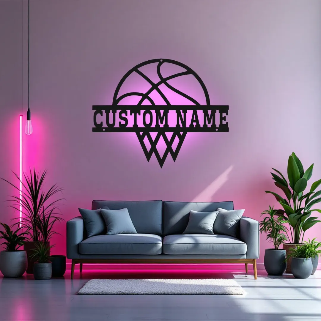 Basketball net wall art LED and non-LED