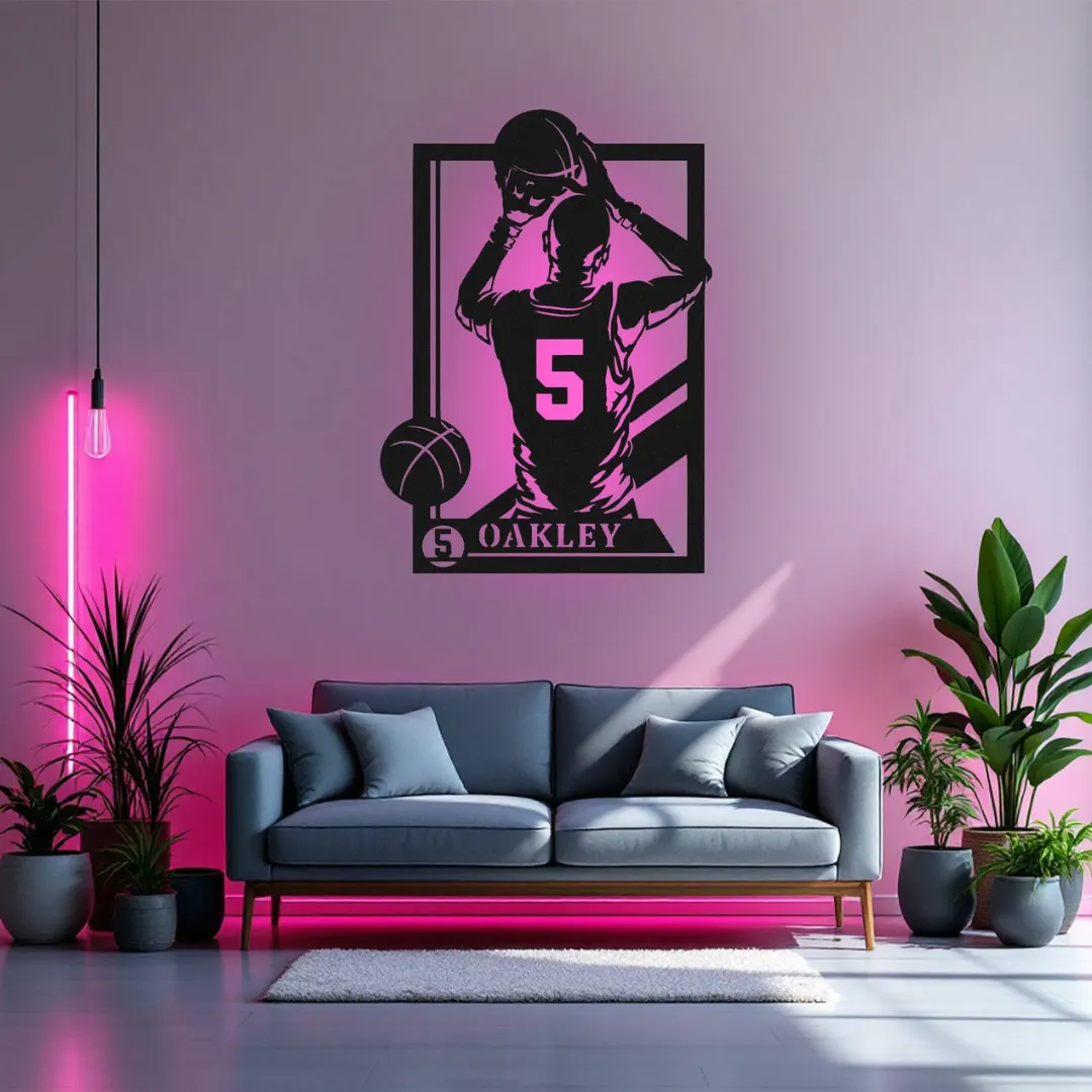 Basketball wall art with name and number customization