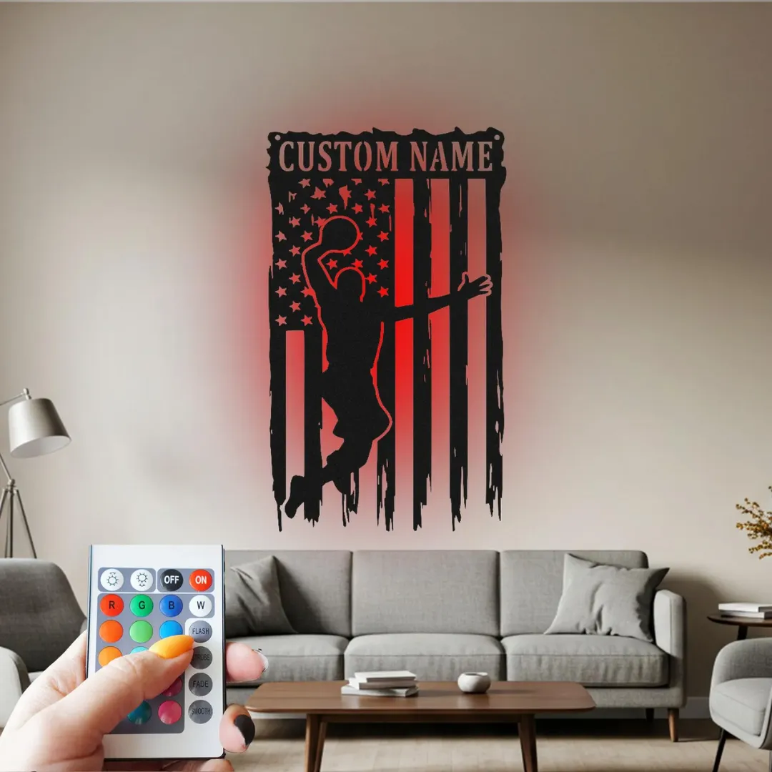Modern basketball LED wall décor personalized