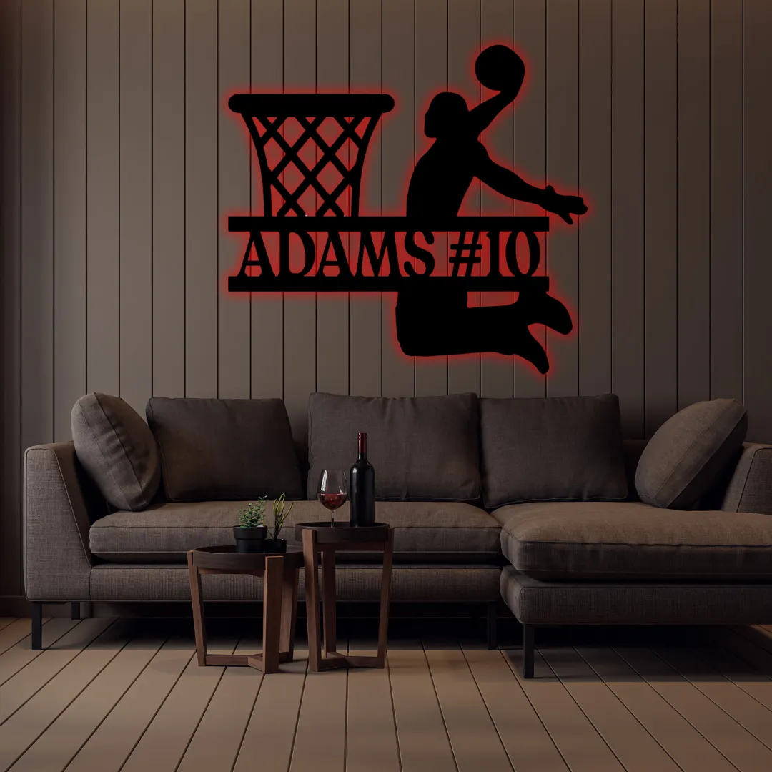 Custom basketball wall hanging with name and jersey number