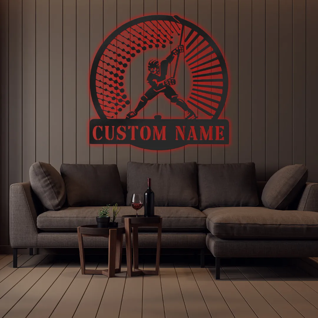Custom hockey swing wall art design in black metal
