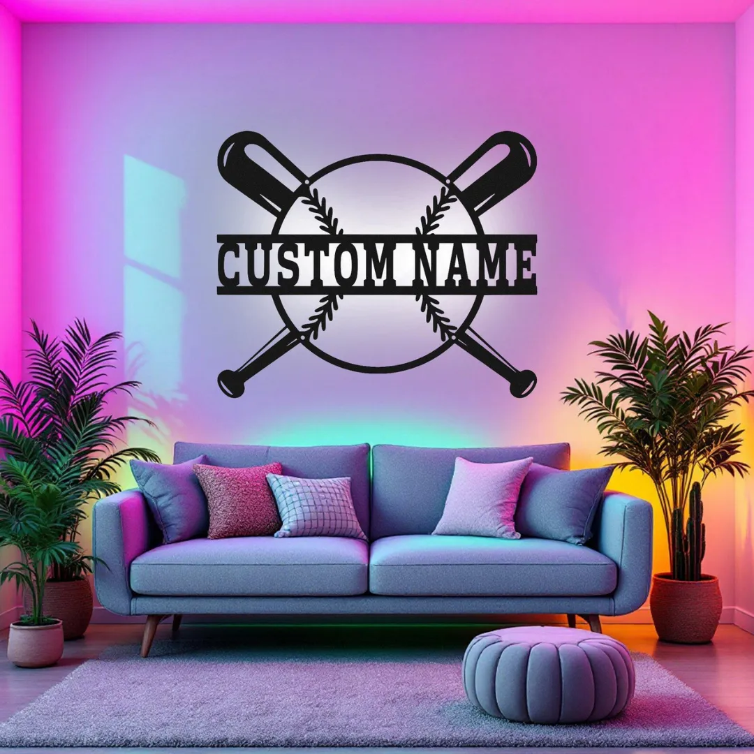 LED baseball wall art with remote control