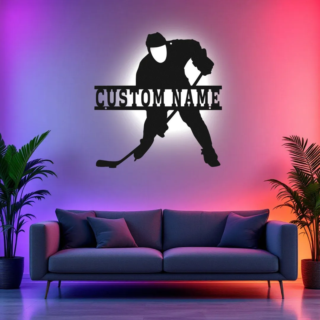 Custom hockey silhouette wall hanging for fans and players